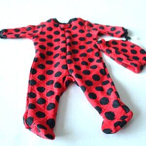 Gerber Baby Red & Black Ladybug Sleep & Play Set (3-6 M) With Hat (0-6 M) NWOT
